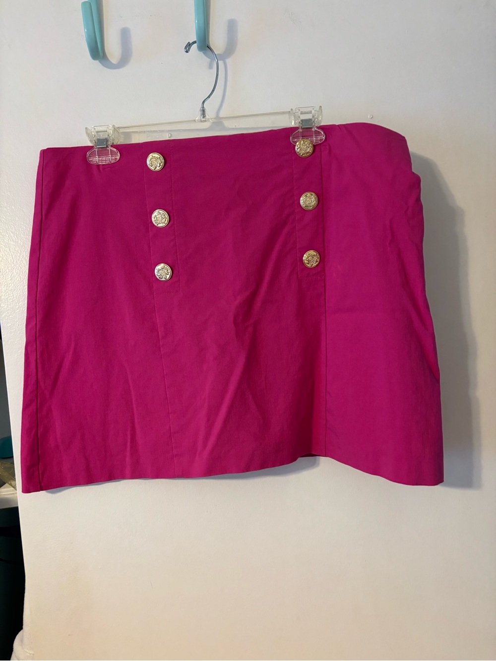 Fuchsia Button-Accent Mini Skort